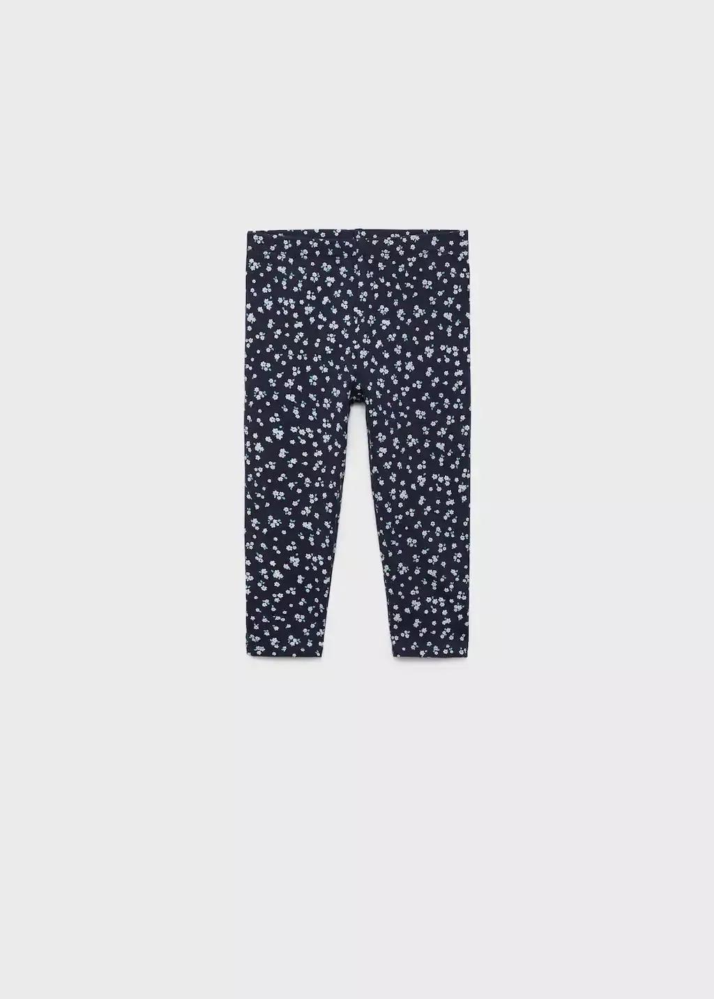 Navy Floral Print Leggings, Baby Girl, , large image number 0