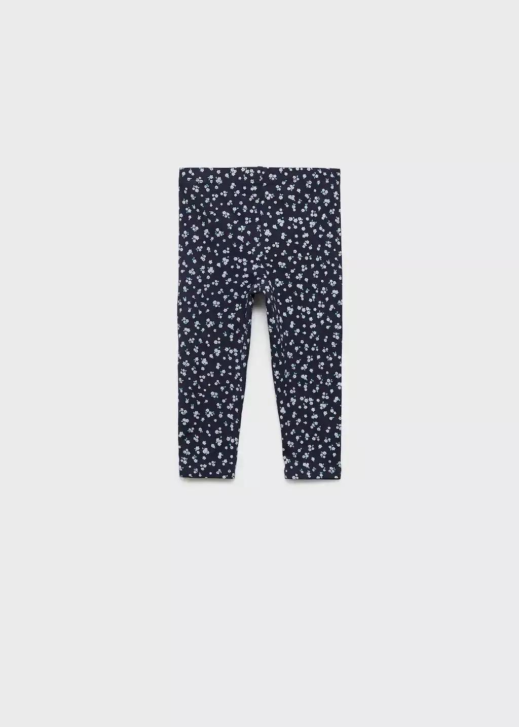 Navy Floral Print Leggings, Baby Girl, , large image number 1