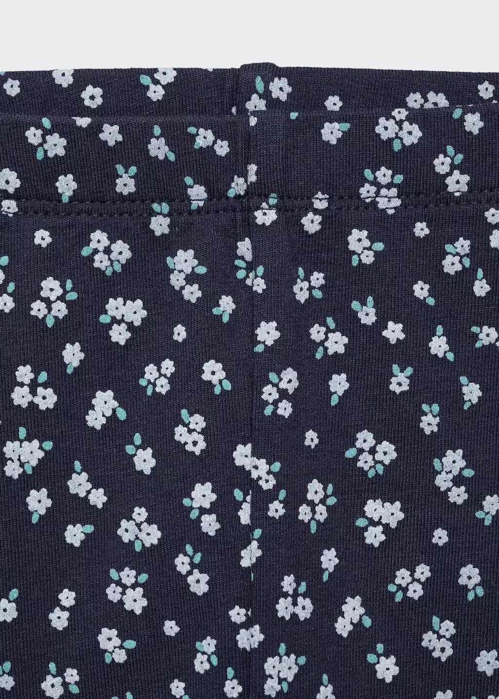Navy Floral Print Leggings, Baby Girl, , large image number 2