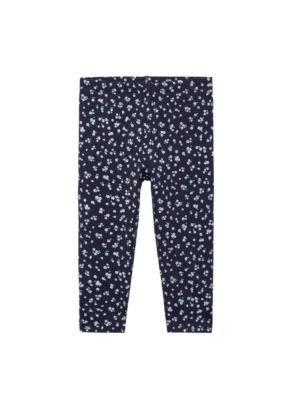 Navy Floral Print Leggings, Baby Girl, , large image number 3