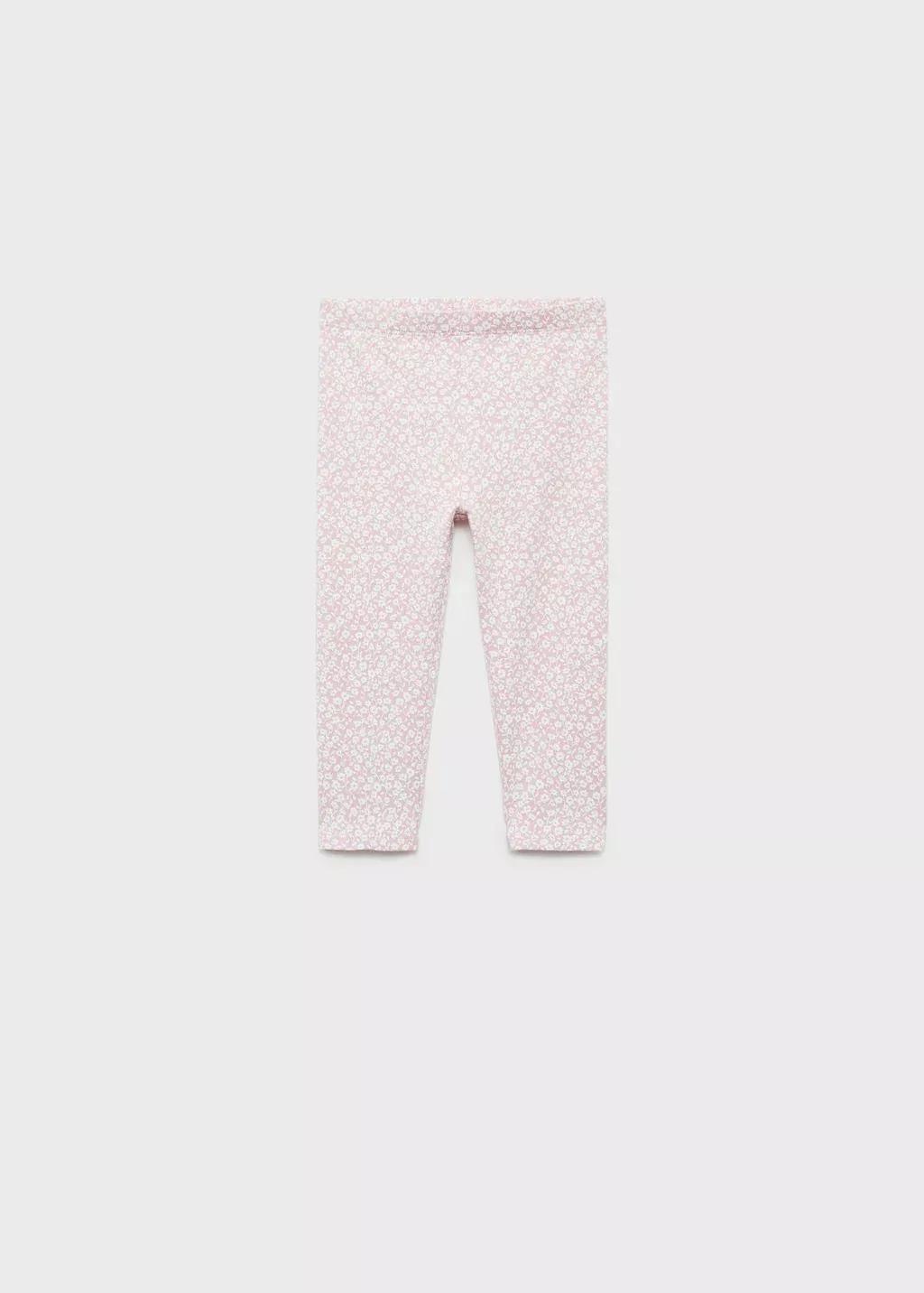 Pink Floral Print Leggings, Baby Girl, , large image number 0