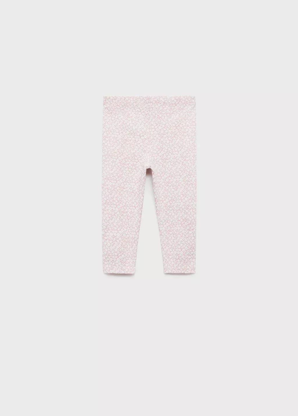 Pink Floral Print Leggings, Baby Girl, , large image number 1