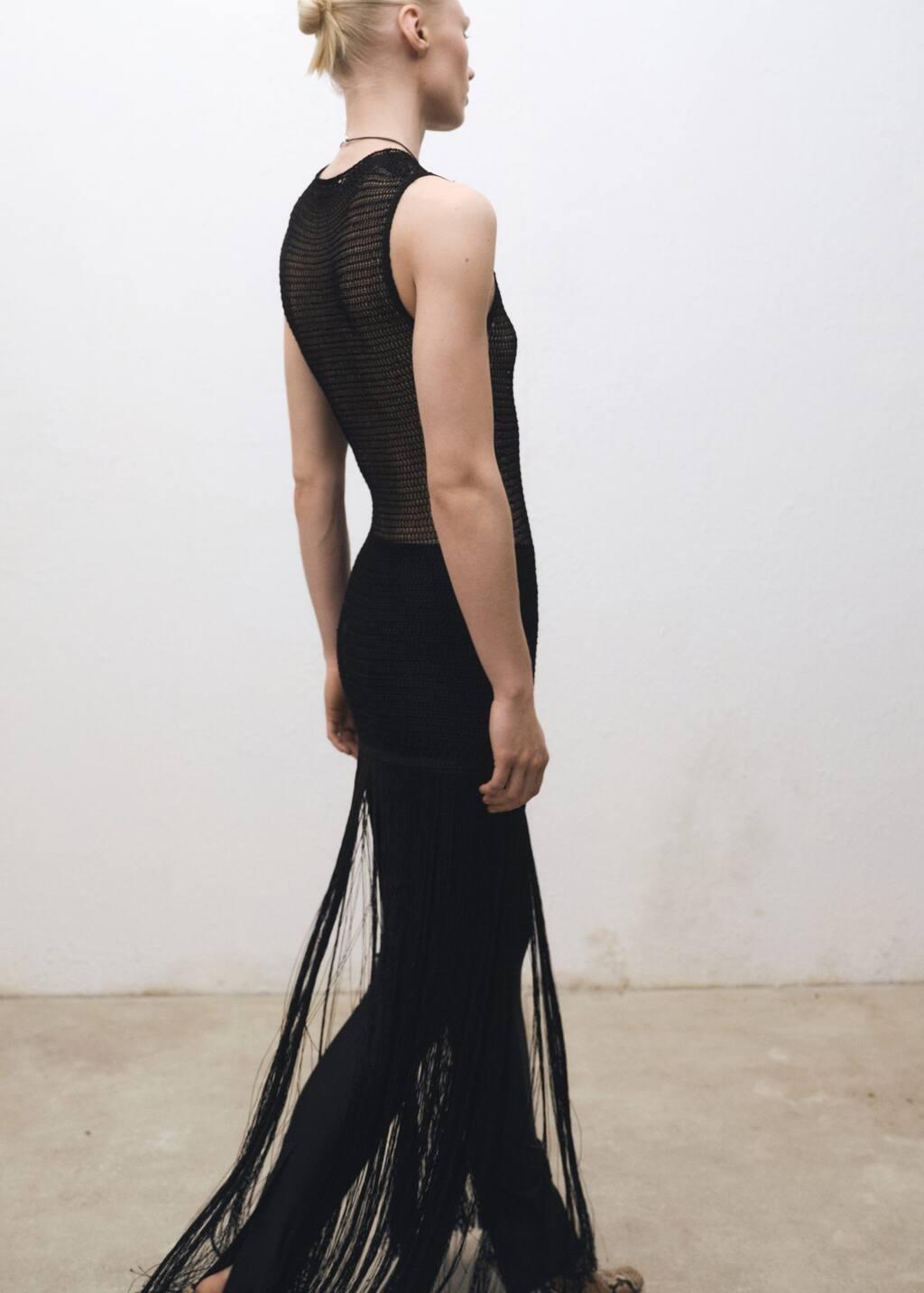 Black Ribbed Bodycon Maxi Dress, , large image number 5