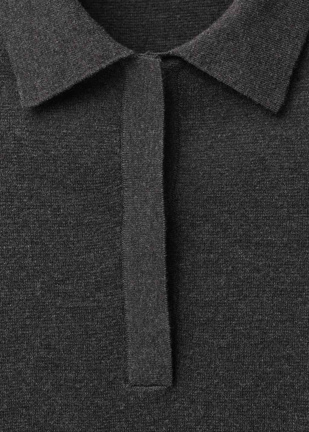 Grey Wool-Blend Polo-Neck Sweater, , large image number 5