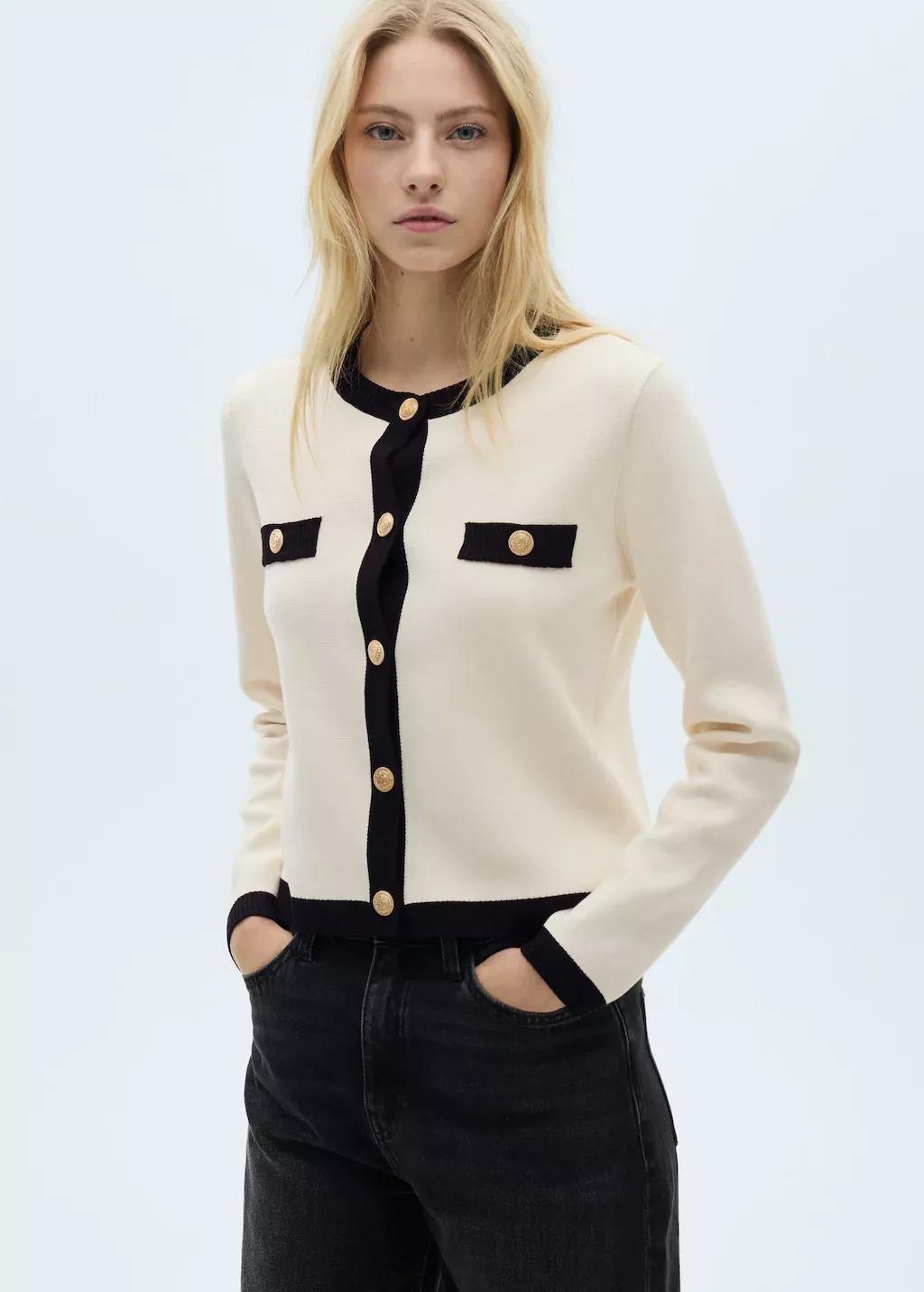 Beige Cropped Knitted Jacket, , large image number 0