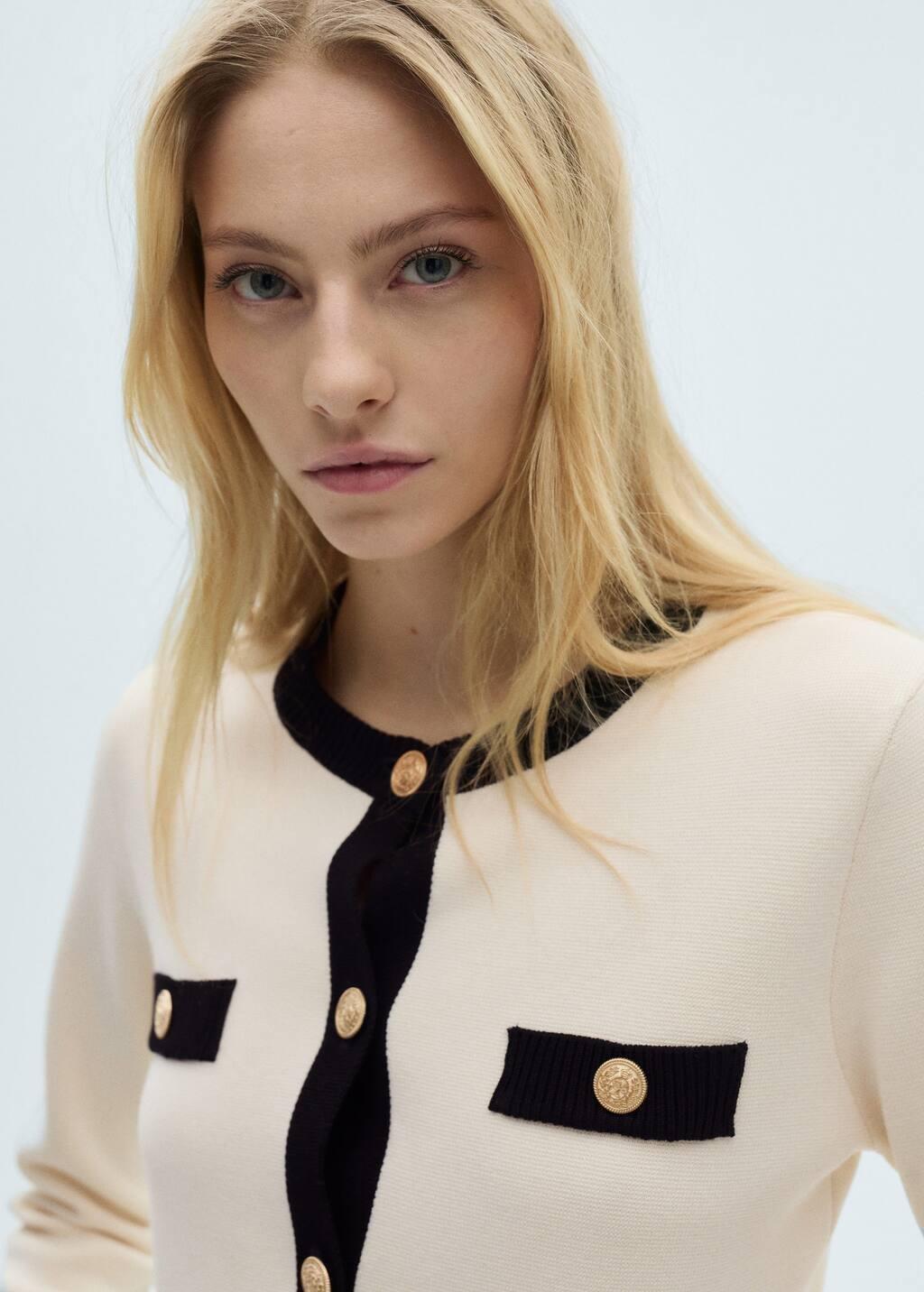 Beige Cropped Knitted Jacket, , large image number 1