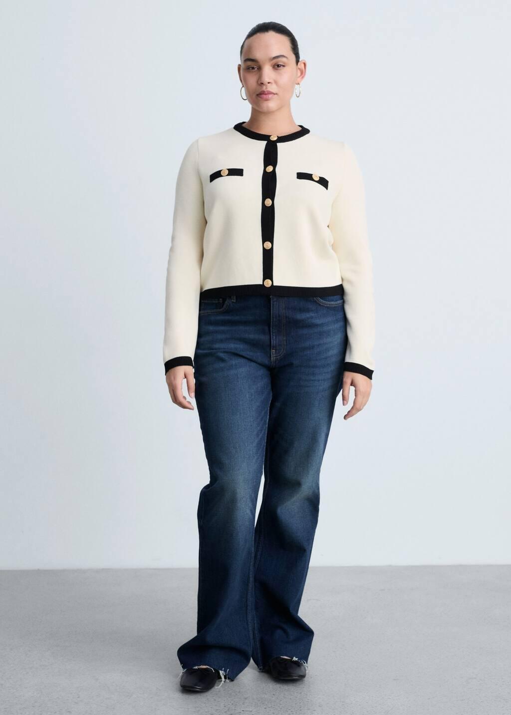 Beige Cropped Knitted Jacket, , large image number 3