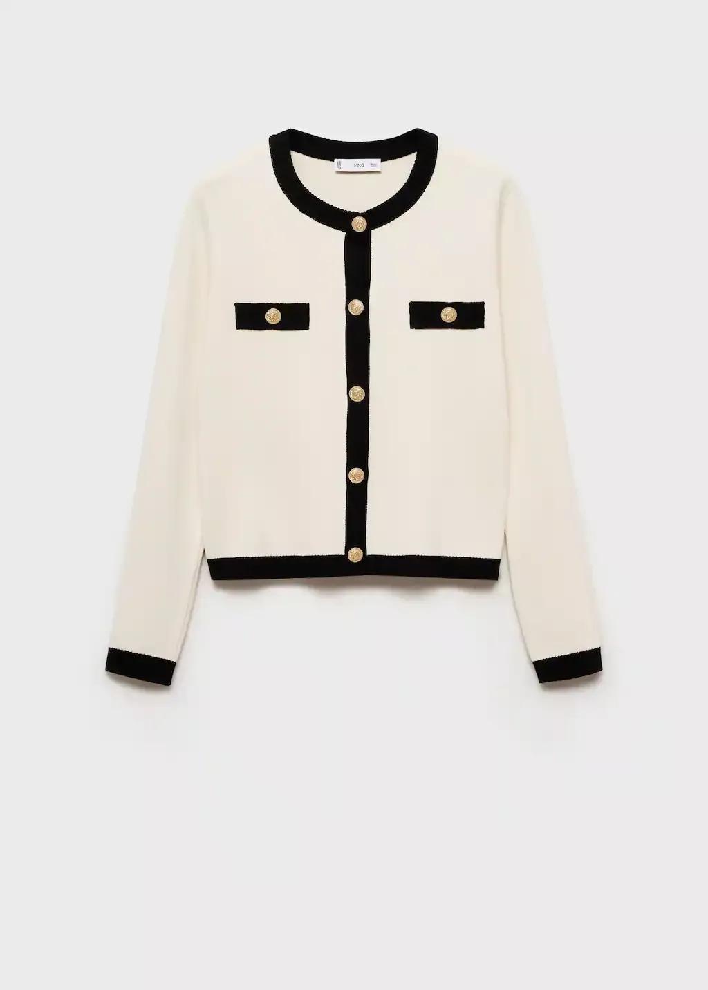 Beige Cropped Knitted Jacket, , large image number 5
