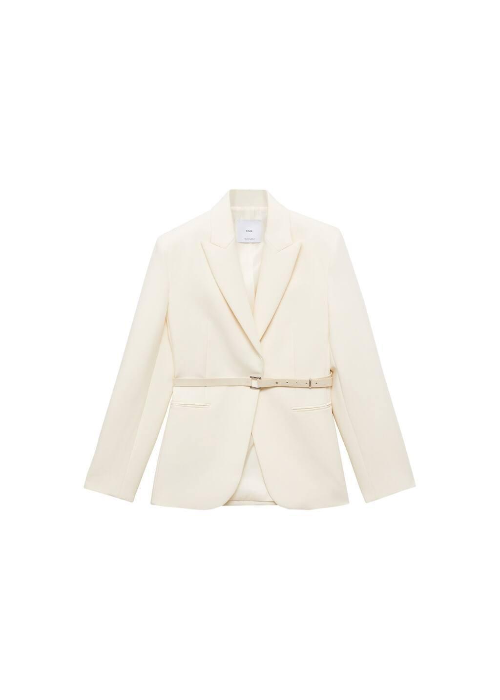 Beige Belt Structured Blazer, , large image number 2