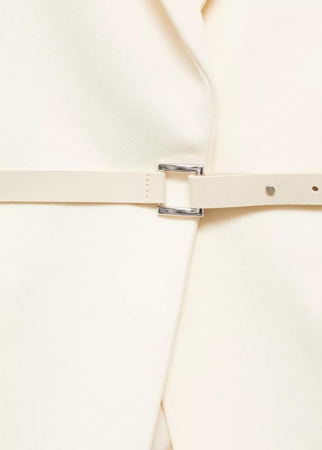 Beige Belt Structured Blazer, , large image number 5