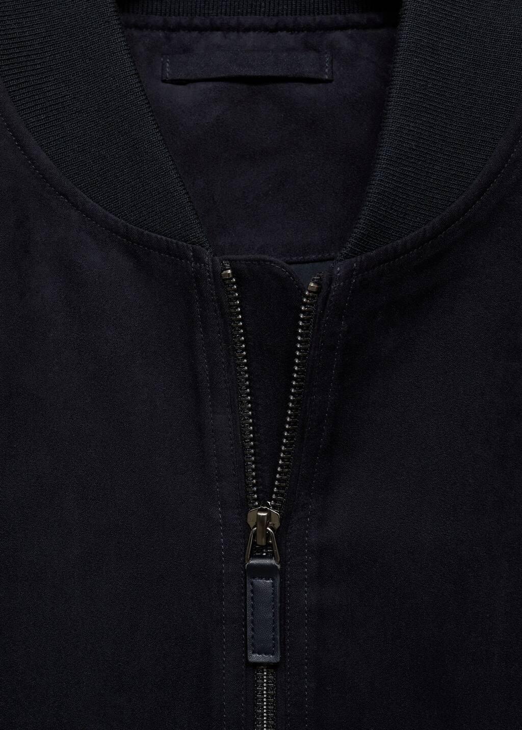 Blue Suede-Effect Bomber Jacket, , large image number 4