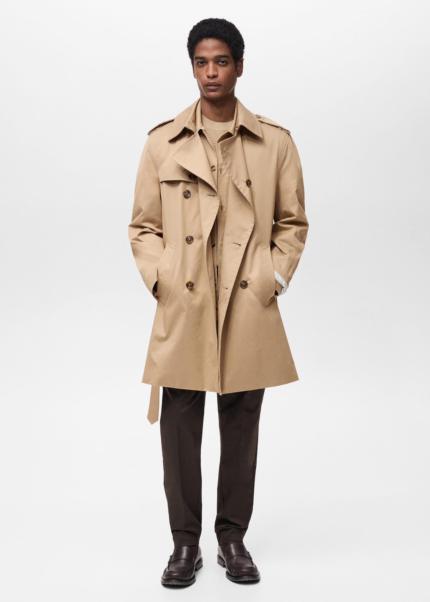 Brown Water-Resistant Belted Trench Coat, , large image number 1