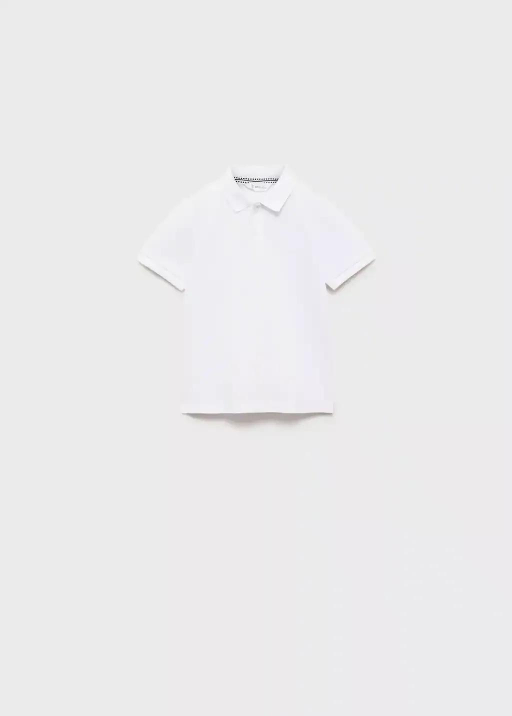 White Short-Sleeve Knitted Polo Shirt, Baby Boy, , large image number 0