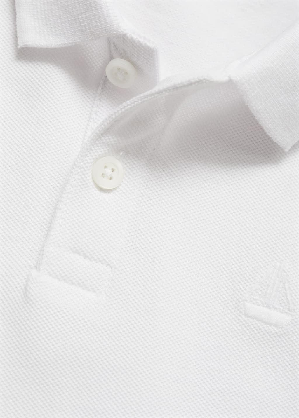 White Short-Sleeve Knitted Polo Shirt, Baby Boy, , large image number 2