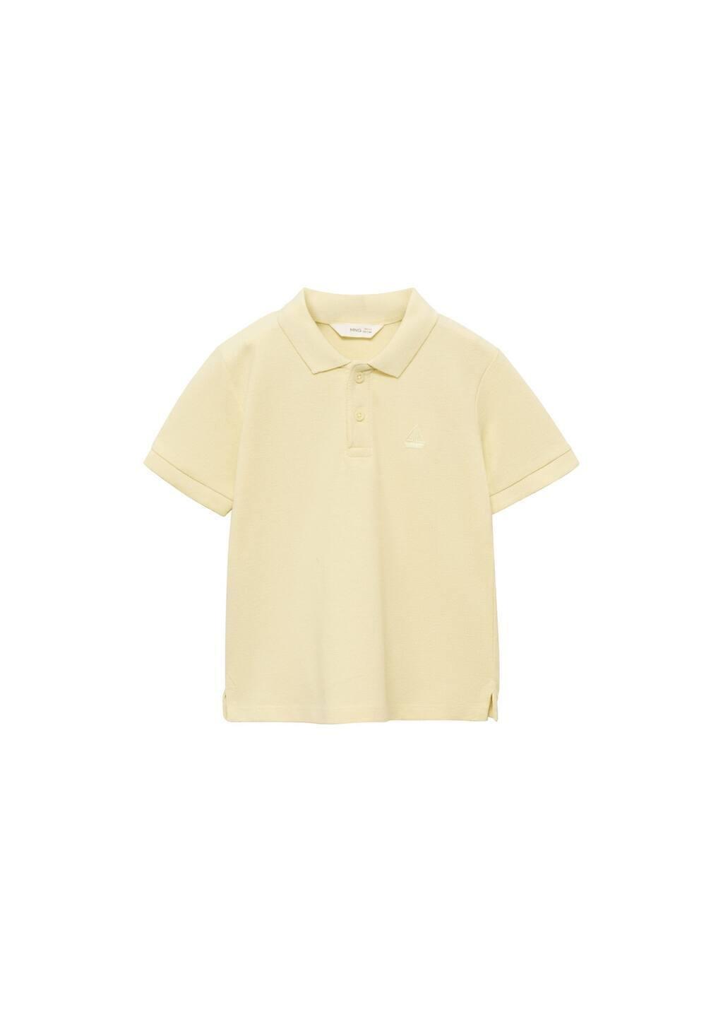 Yellow Short-sleeve Knitted Polo Shirt, Kids Boys, , large image number 0