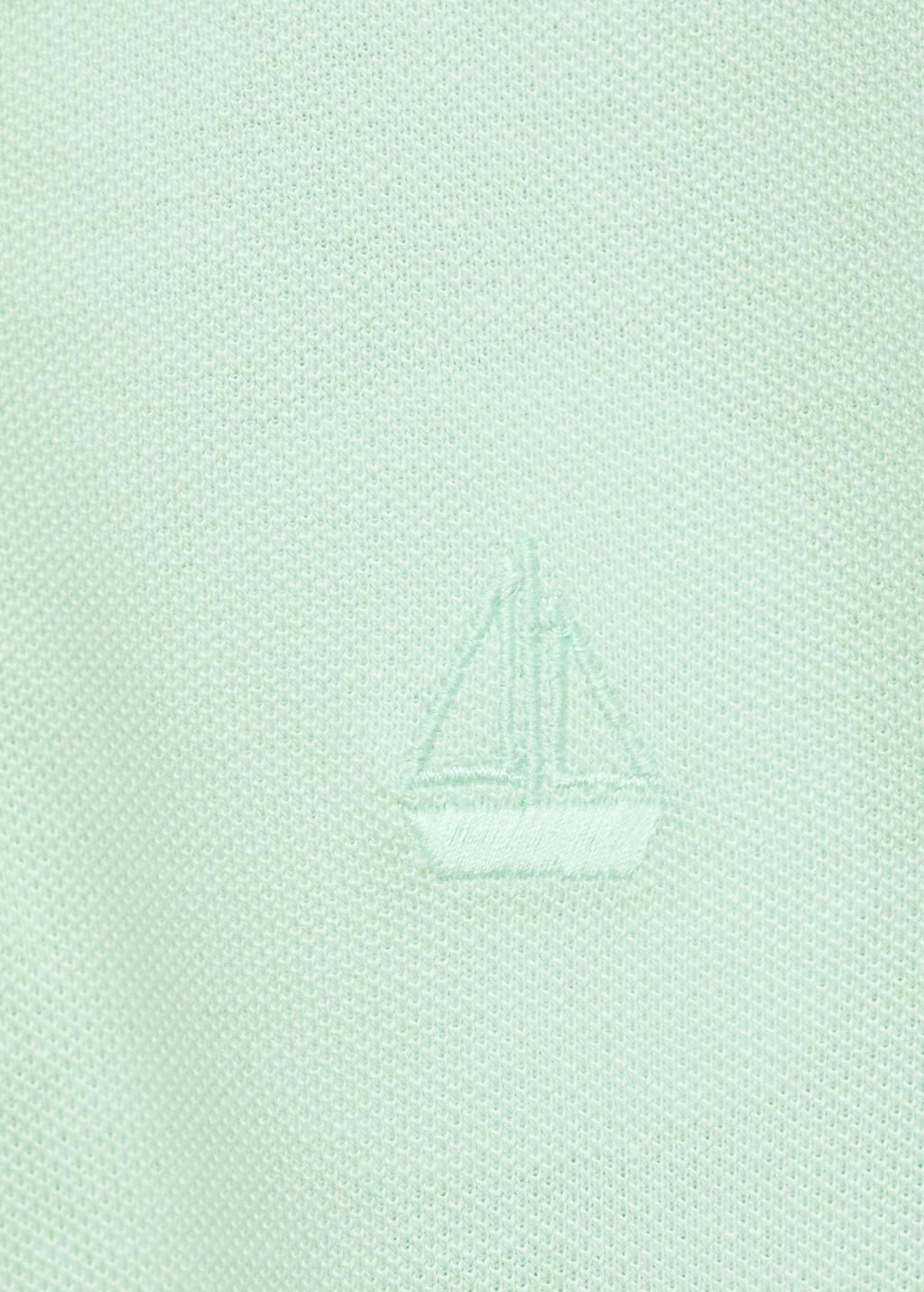 Green Short-Sleeve Knitted Polo Shirt, Baby Boy, , large image number 2