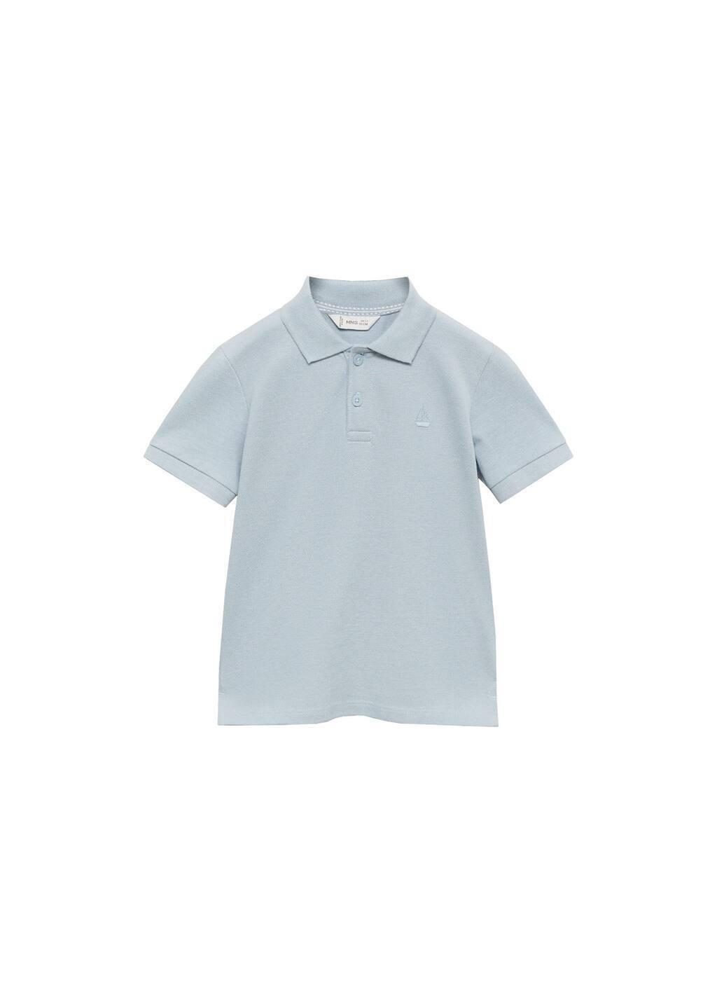 Blue Lt Pastel Short-Sleeve Knitted Polo Shirt, Baby Boy, , large image number 0