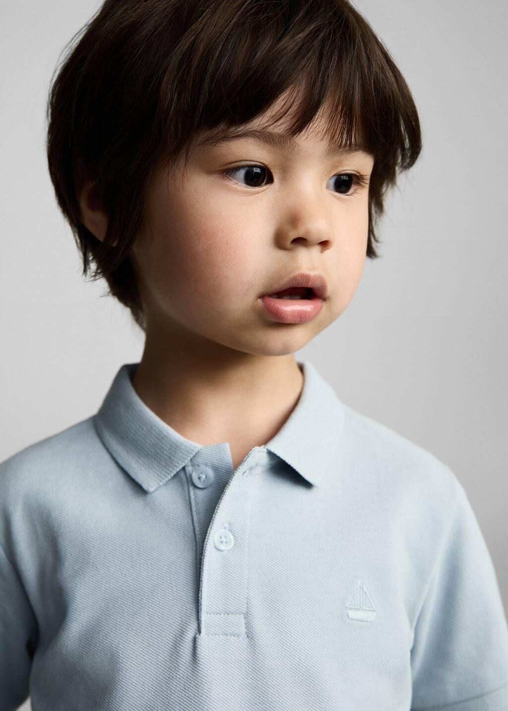Blue Lt Pastel Short-Sleeve Knitted Polo Shirt, Baby Boy, , large image number 3