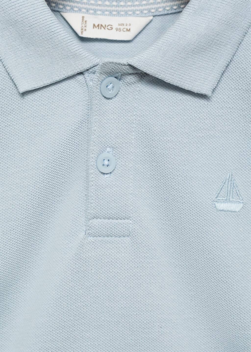 Blue Lt Pastel Short-Sleeve Knitted Polo Shirt, Baby Boy, , large image number 4