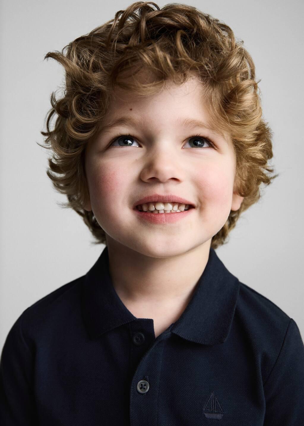 Navy Short-Sleeve Knitted Polo Shirt, Baby Boy, , large image number 3