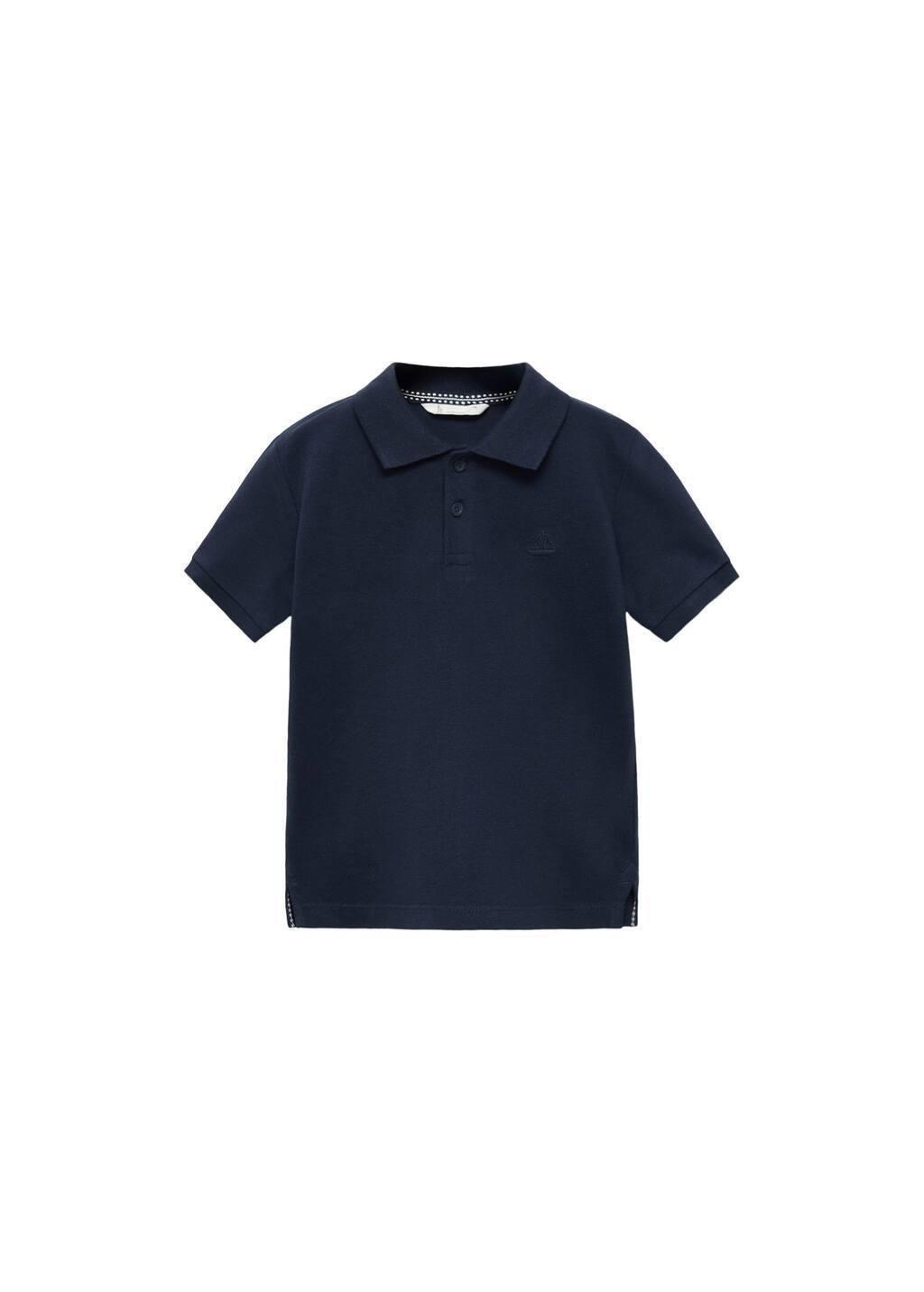 Navy Short-Sleeve Knitted Polo Shirt, Baby Boy, , large image number 4