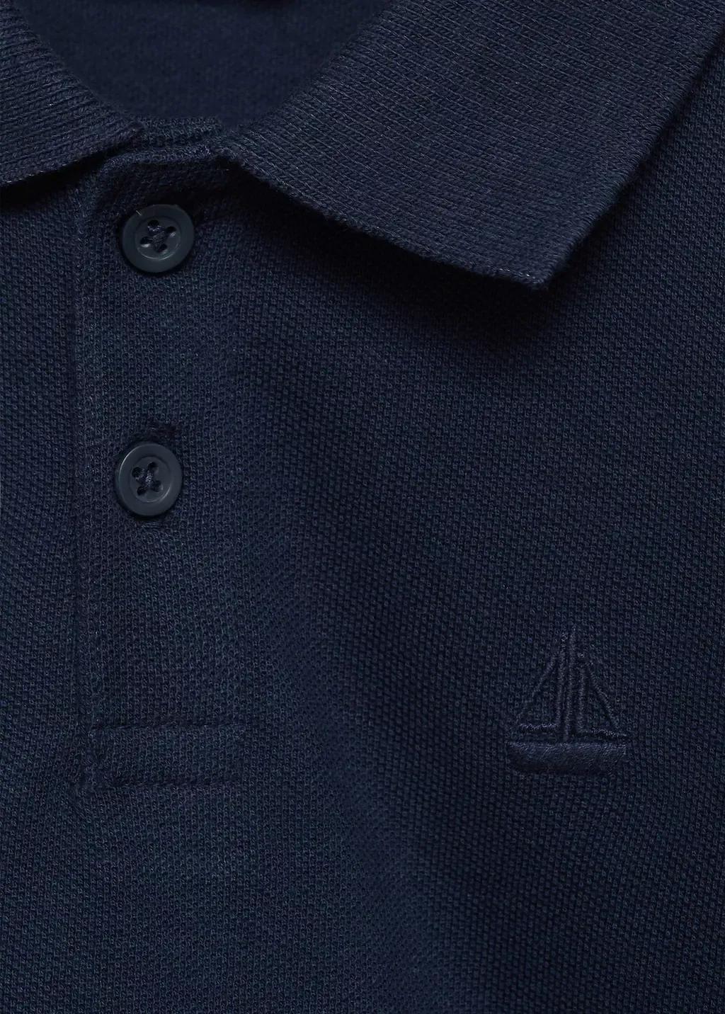 Navy Short-Sleeve Knitted Polo Shirt, Baby Boy, , large image number 5