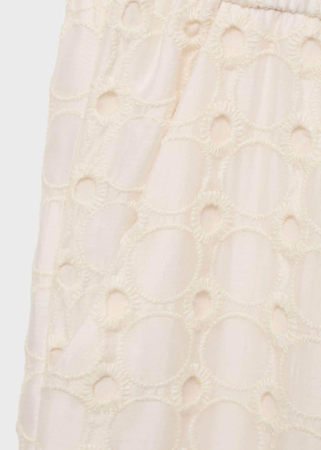 Beige Swiss Embroidered Culotte Trousers, Kids Girl, , large image number 2