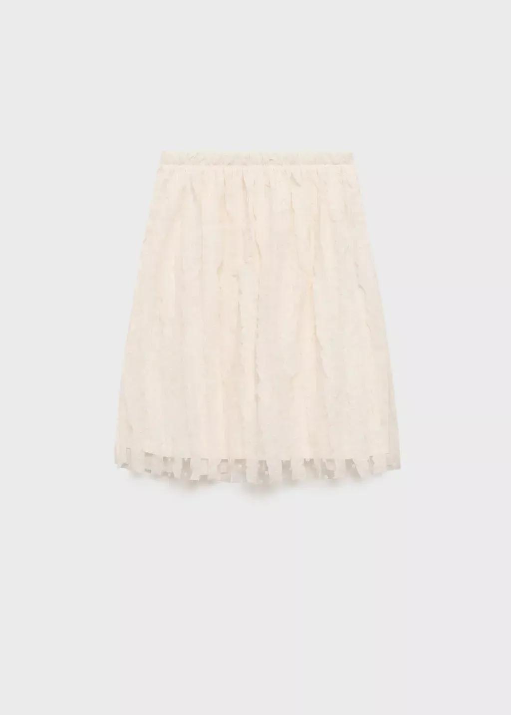 Beige Contrast Panels Tulle Skirt, Kids Girl, , large image number 1