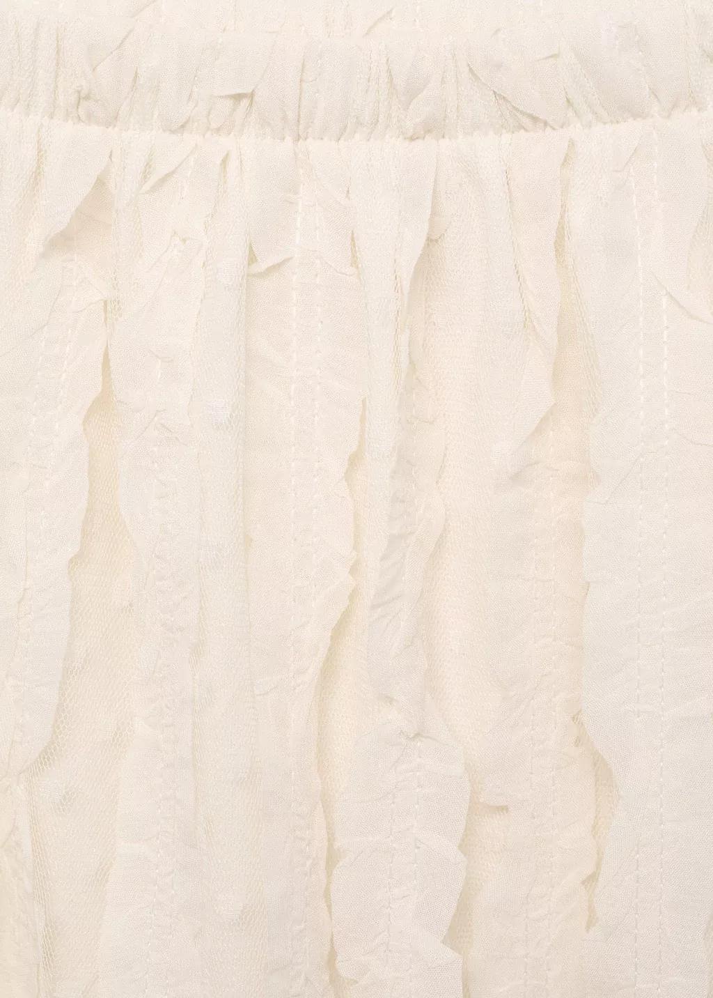 Beige Contrast Panels Tulle Skirt, Kids Girl, , large image number 2