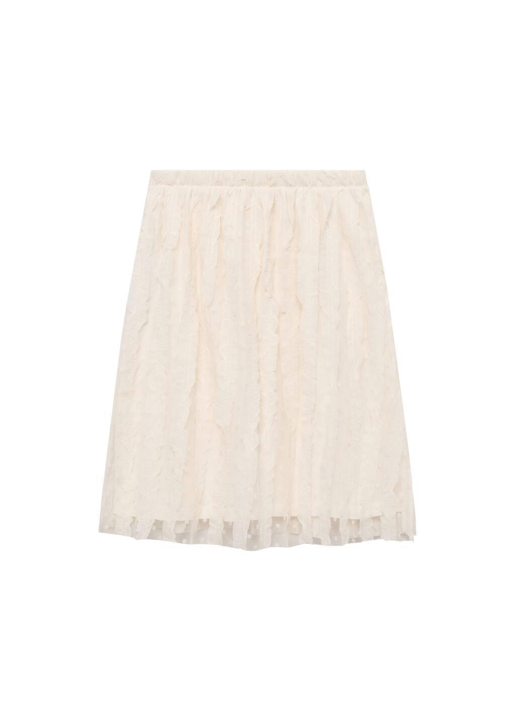 Beige Contrast Panels Tulle Skirt, Kids Girl, , large image number 4