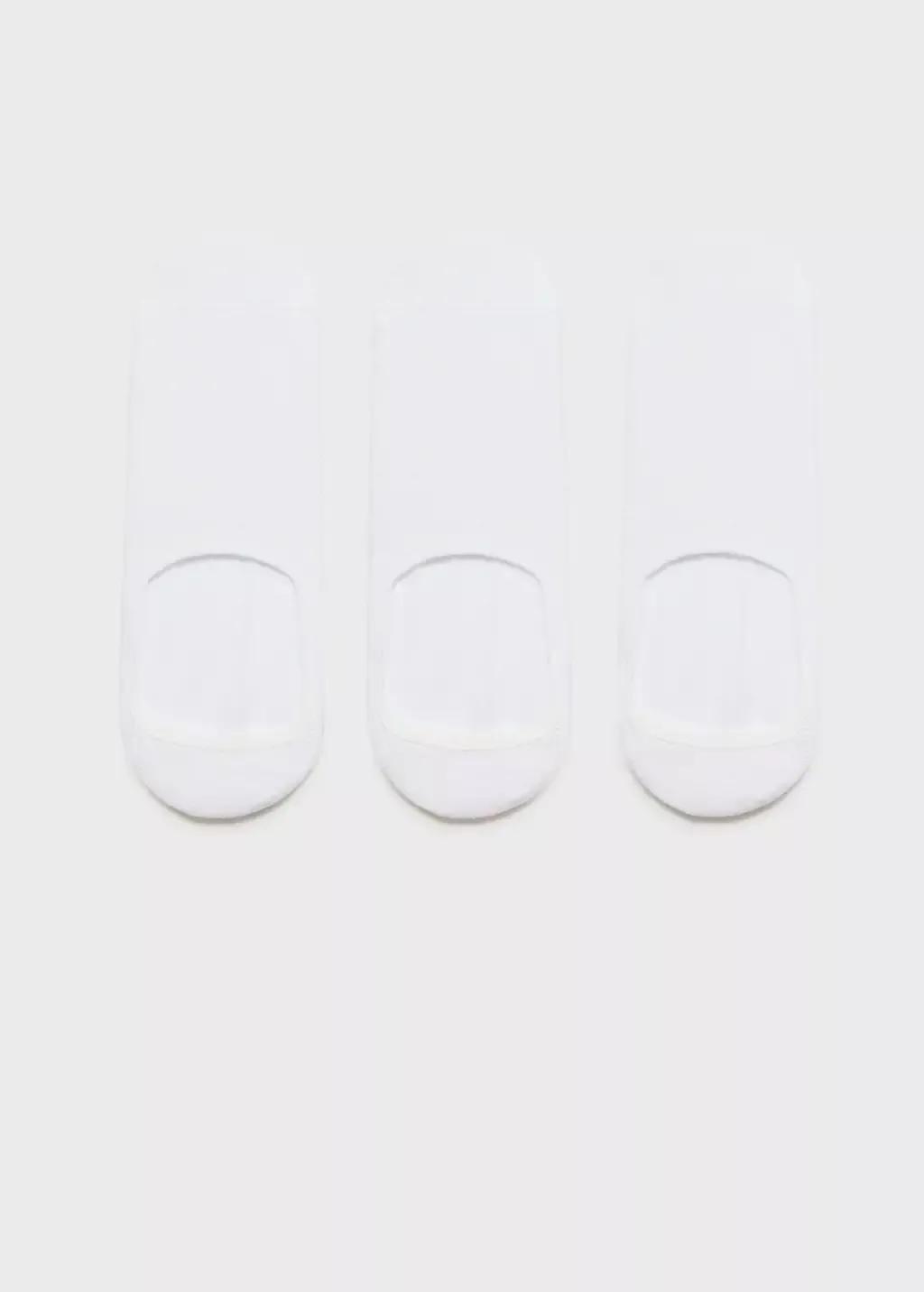 White 3-Pack Of Invisible Socks, , medium