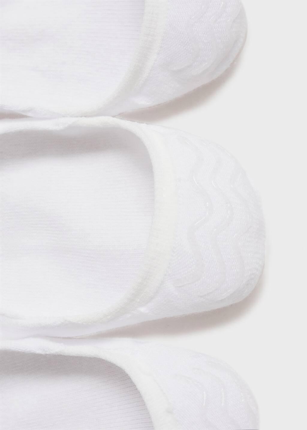 White 3-Pack Of Invisible Socks, , large image number 1
