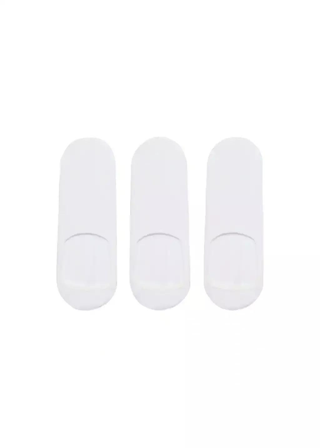 White 3-Pack Of Invisible Socks, , large image number 2
