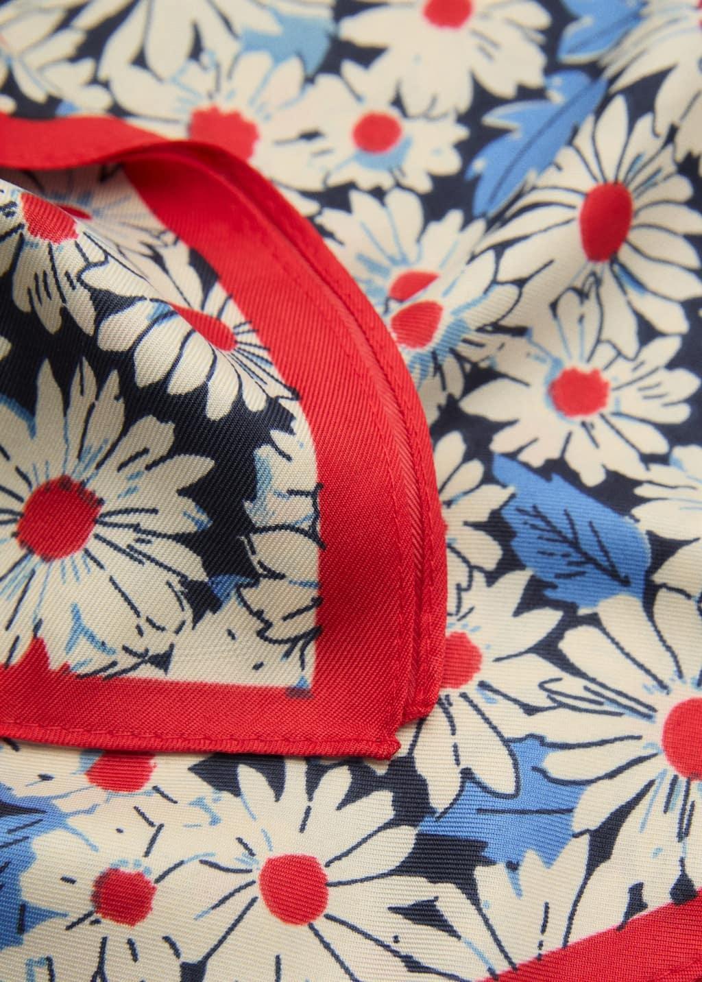 Red Floral-Print Scarf, , medium