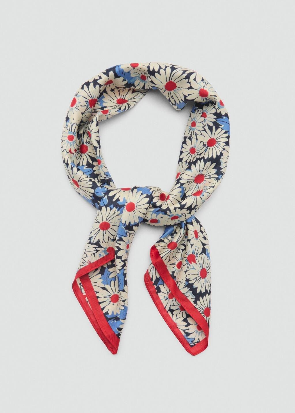Red Floral-Print Scarf, 0201_70, large image number 1