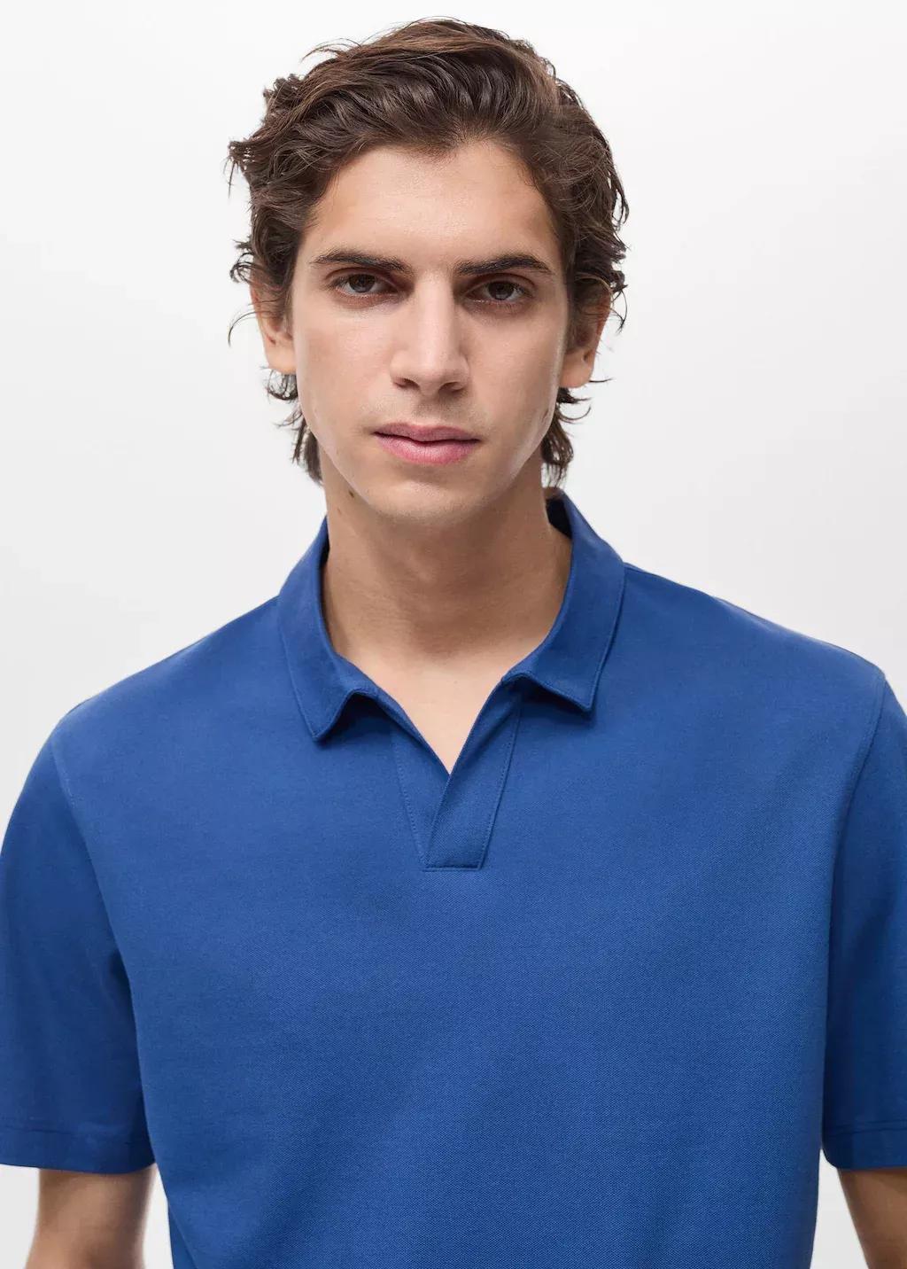Blue Lt Pastel Slim-Fit Cotton Polo Shirt, , large image number 1
