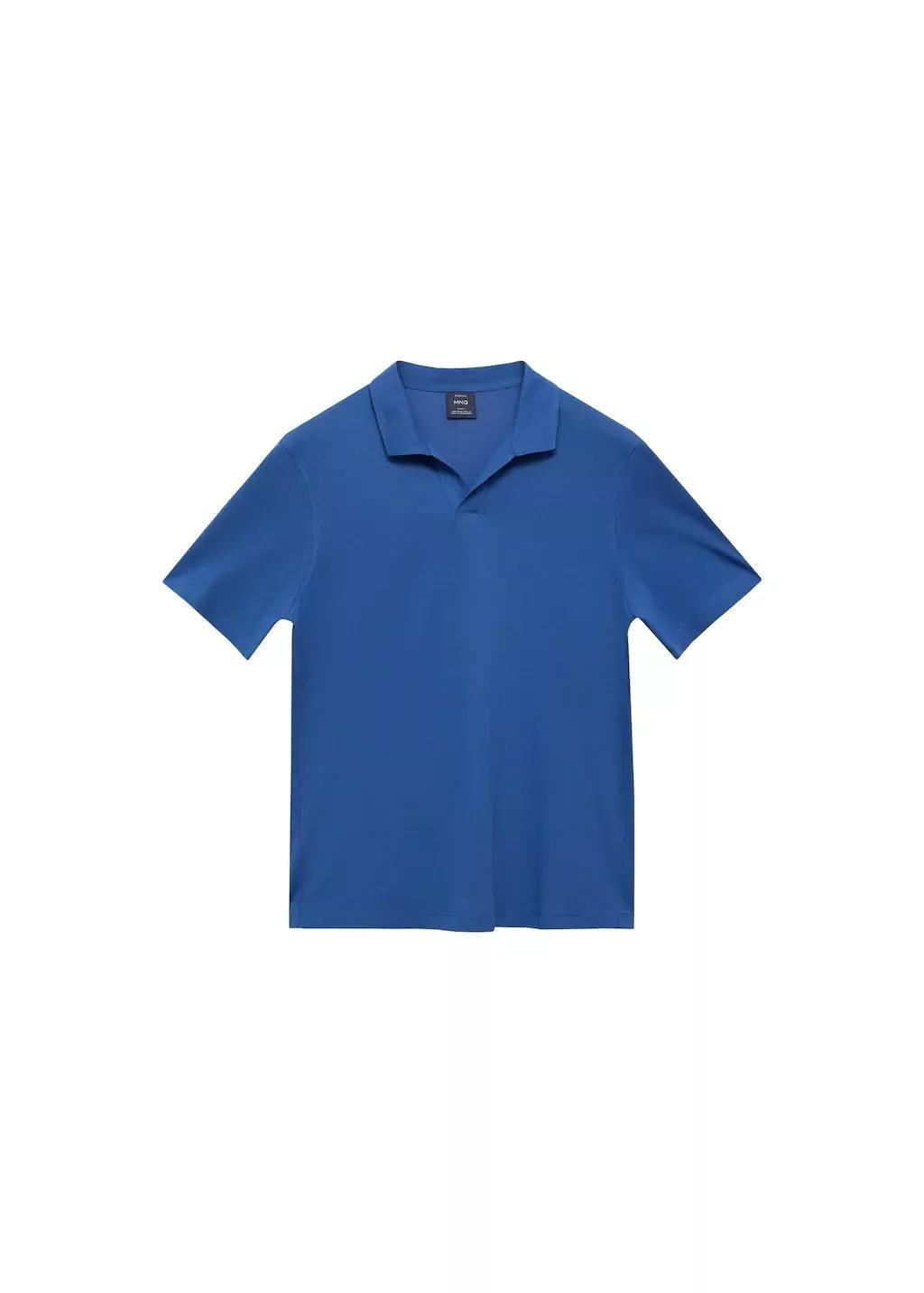 Blue Lt Pastel Slim-Fit Cotton Polo Shirt, , large image number 2