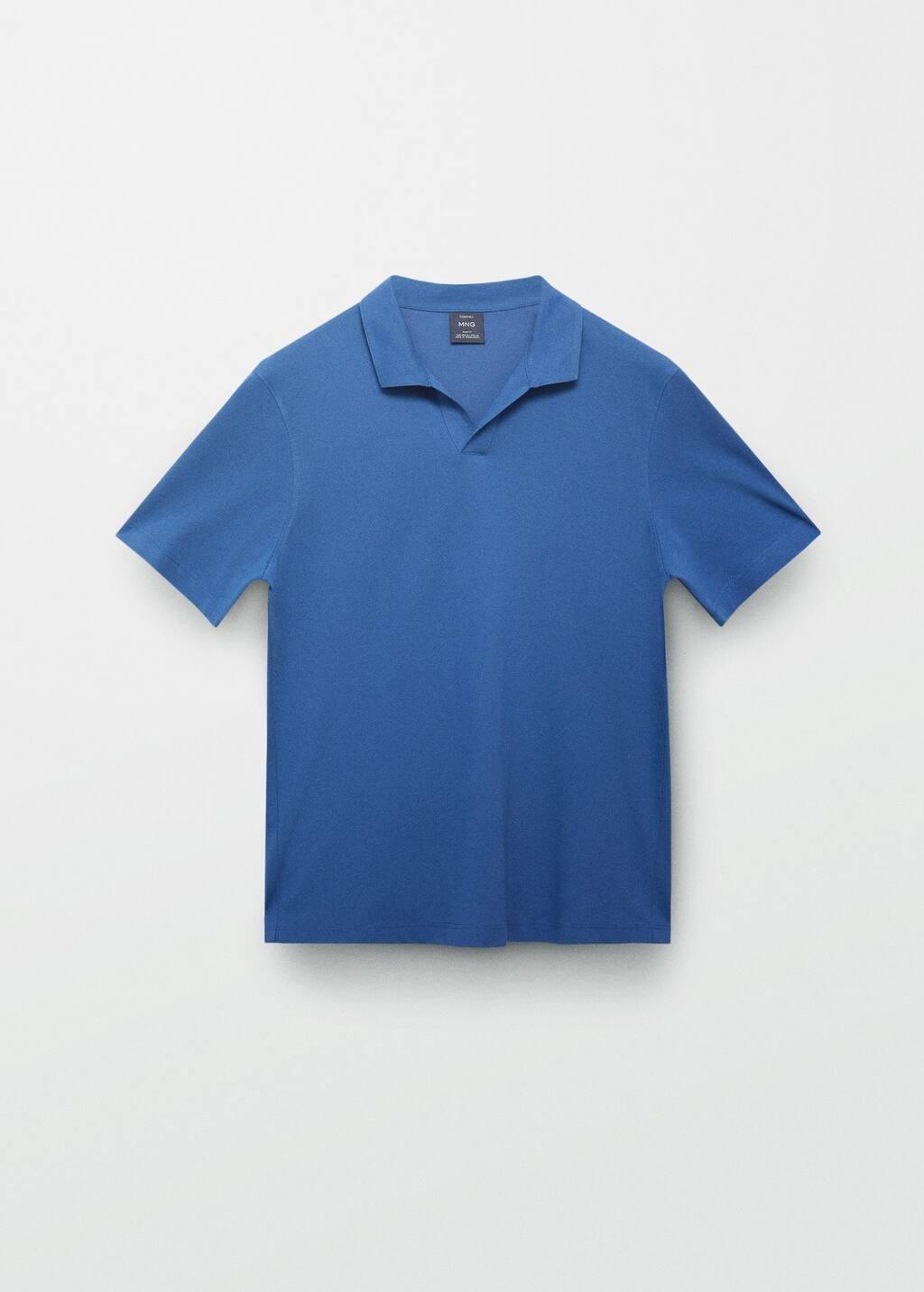 Blue Lt Pastel Slim-Fit Cotton Polo Shirt, , large image number 5