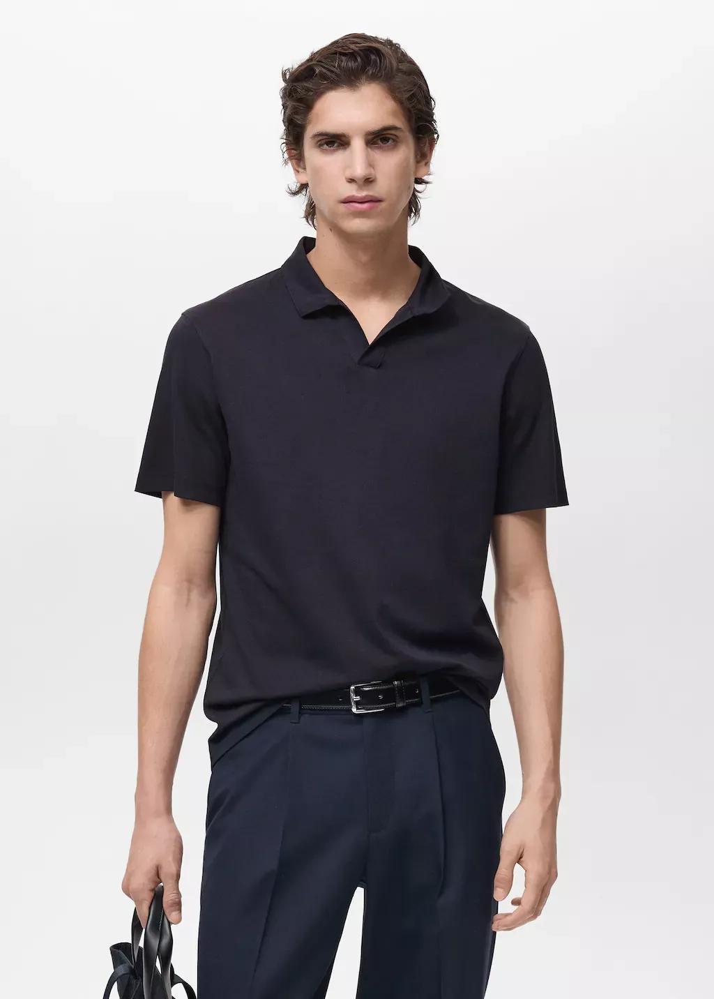 Blue Regular-Fit Cotton Piqu� Polo Shirt, , large image number 0