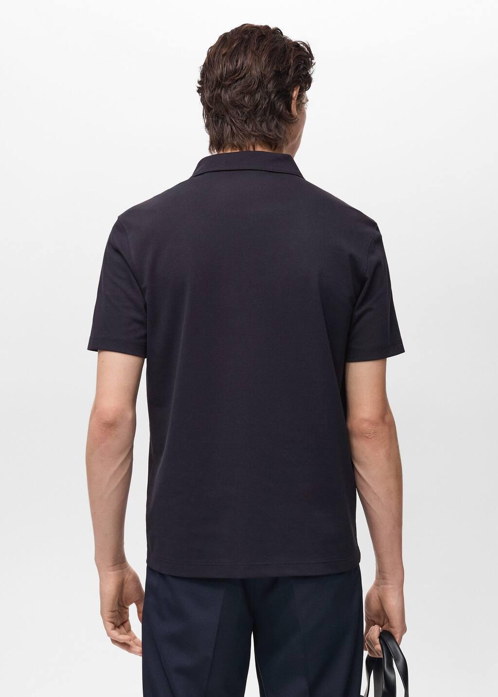 Blue Regular-Fit Cotton Piqu� Polo Shirt, , large image number 6