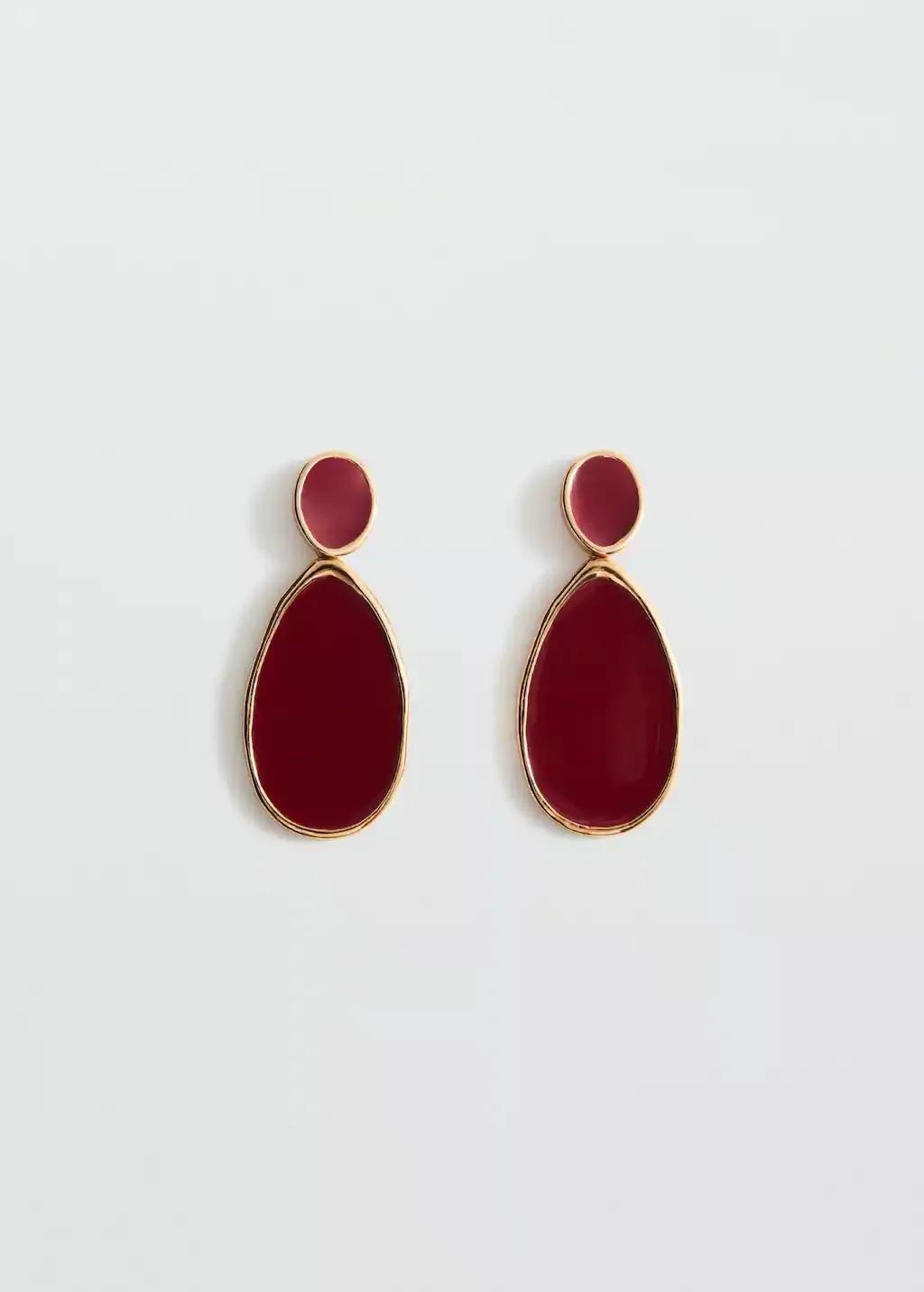 Red Long Beaded Earrings, 0201_76, large image number 2