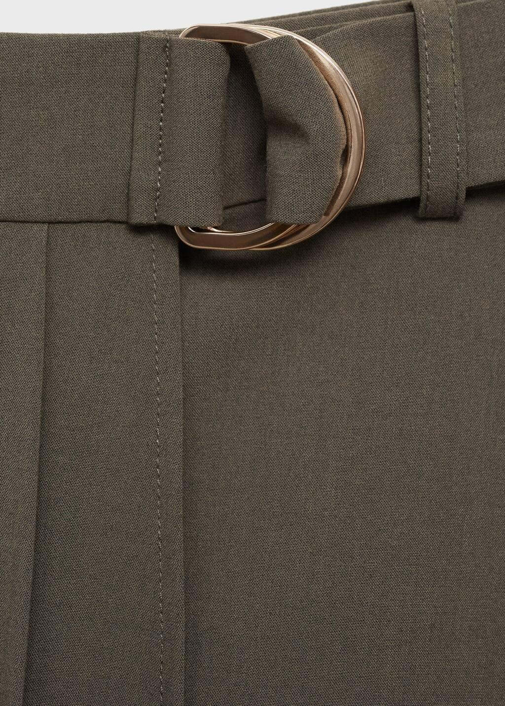 Khaki Pleated Skirt With Belt, , large image number 4