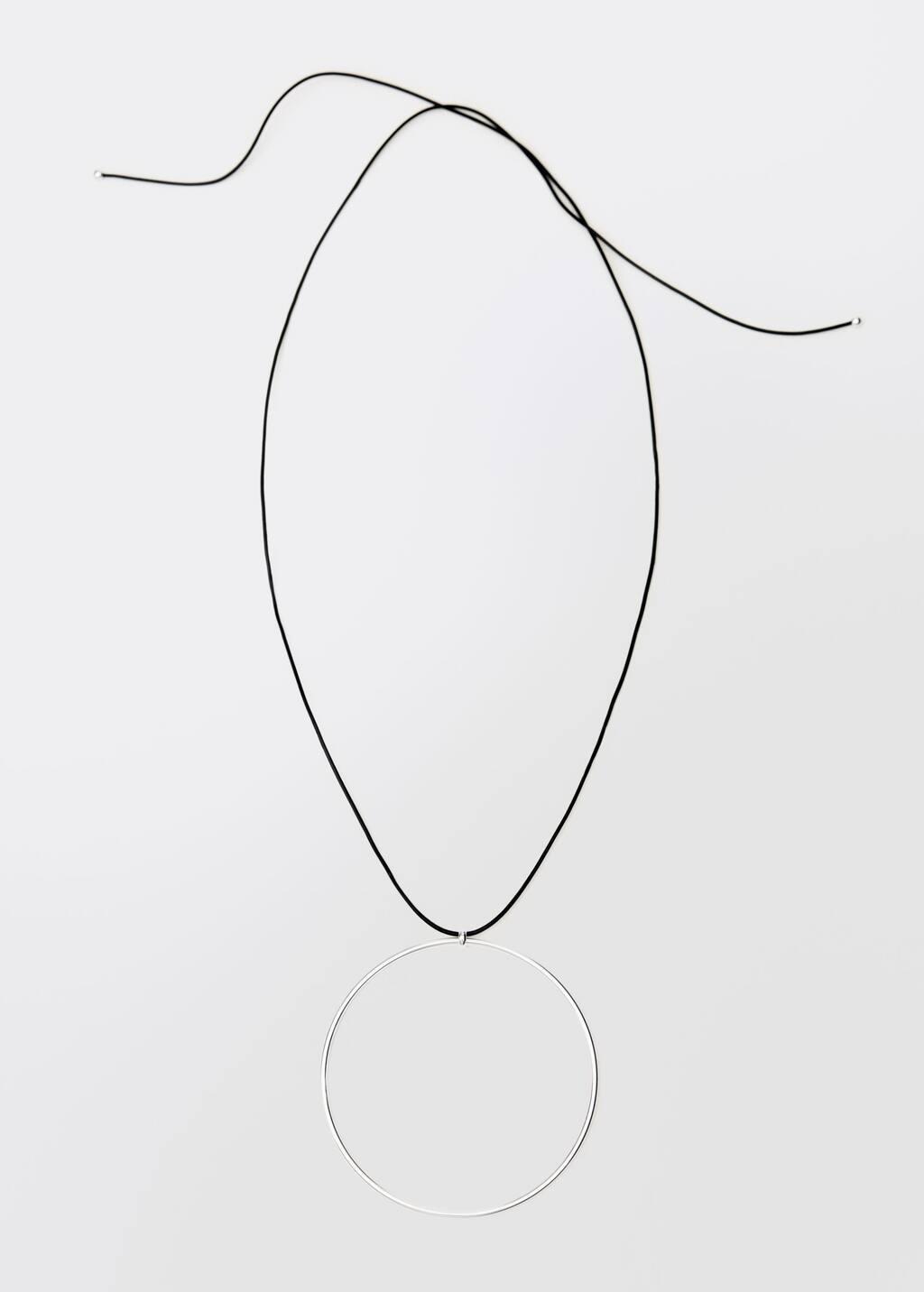 Silver Maxi Leather Hoop Necklace, Silver, large image number 3