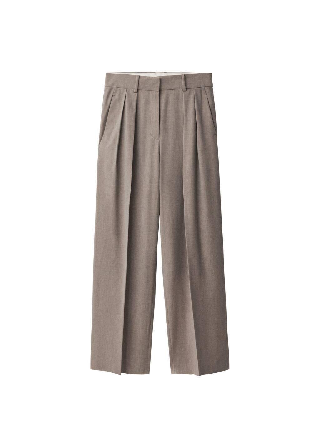 Brown Wideleg Wool-Blend Suit Trousers, , large image number 2