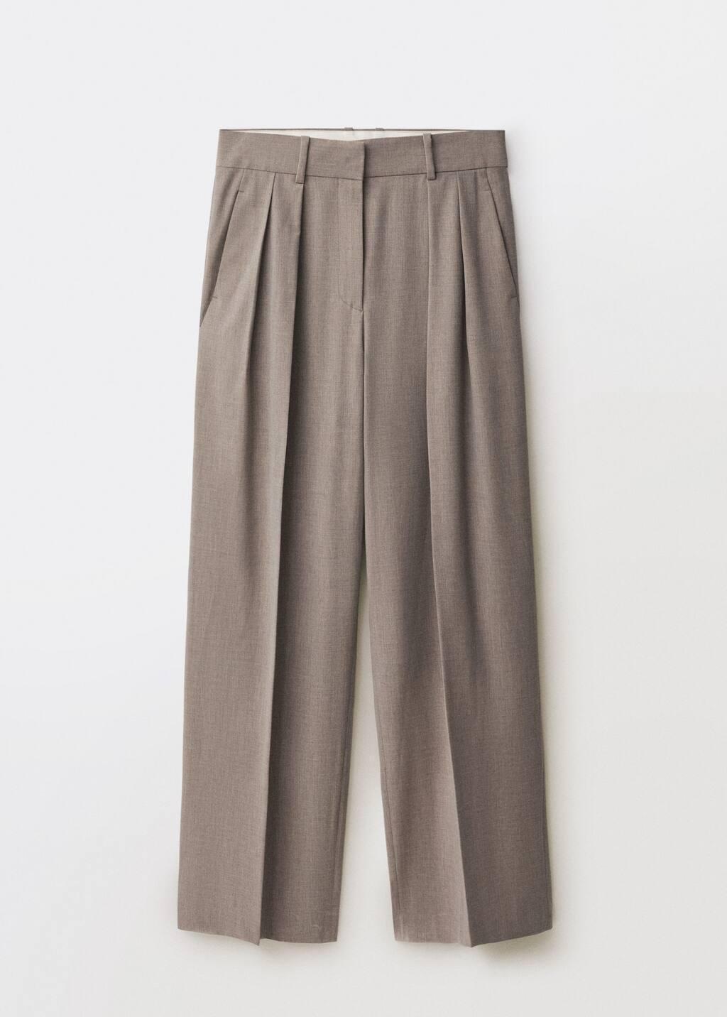 Brown Wideleg Wool-Blend Suit Trousers, , large image number 4