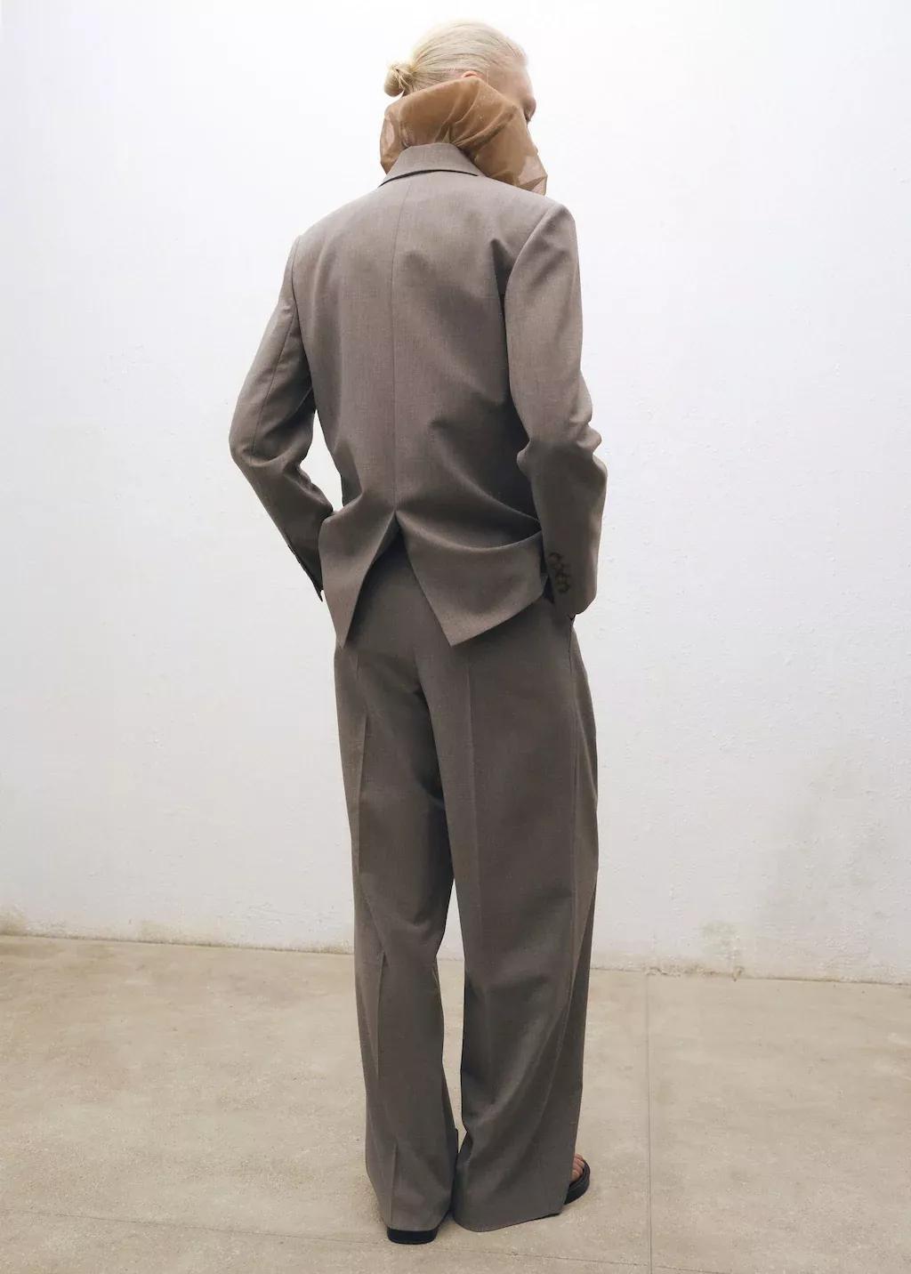 Brown Wideleg Wool-Blend Suit Trousers, , large image number 6