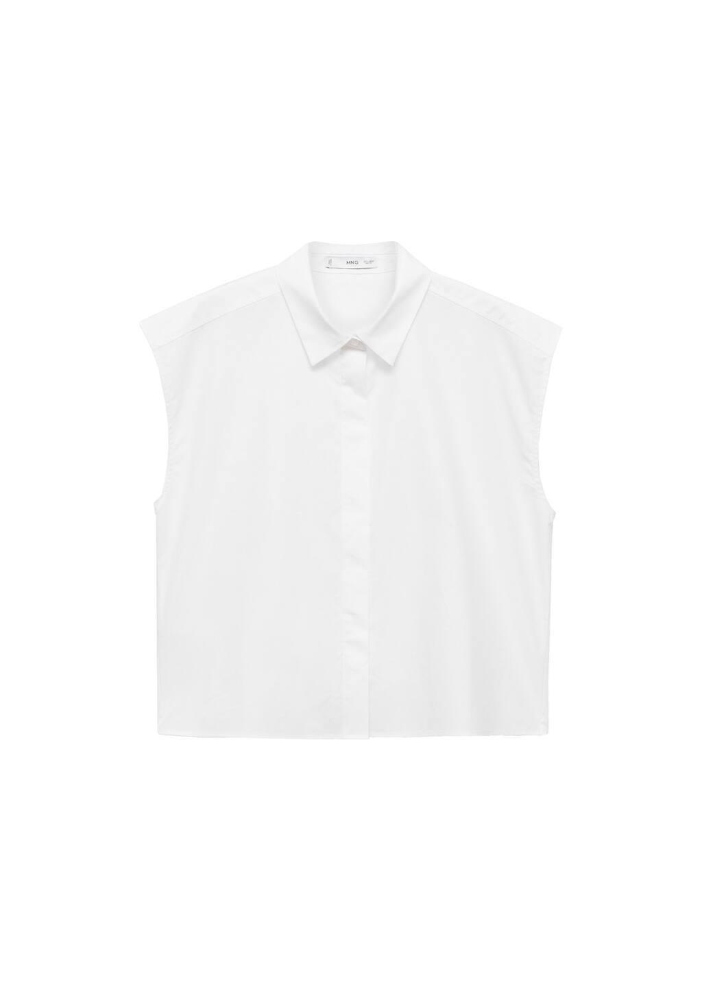 White Sleeveless Poplin Shirt, , large image number 3