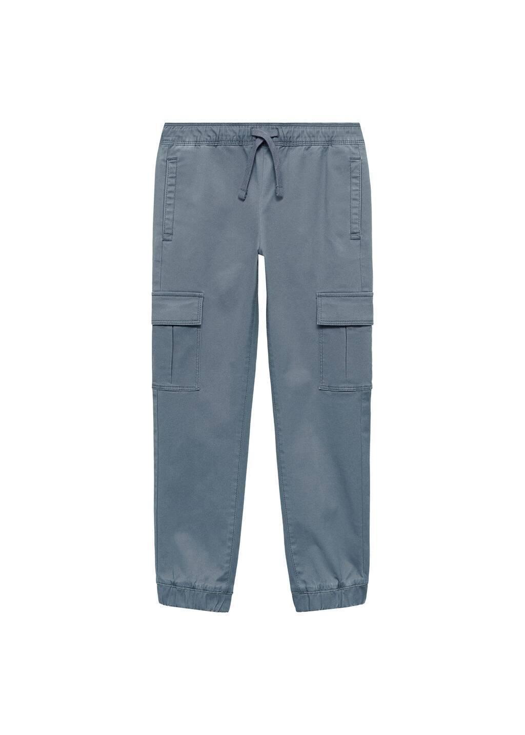 Blue Lt Pastel Cotton Cargo Trousers, Kids Boy, , large image number 2