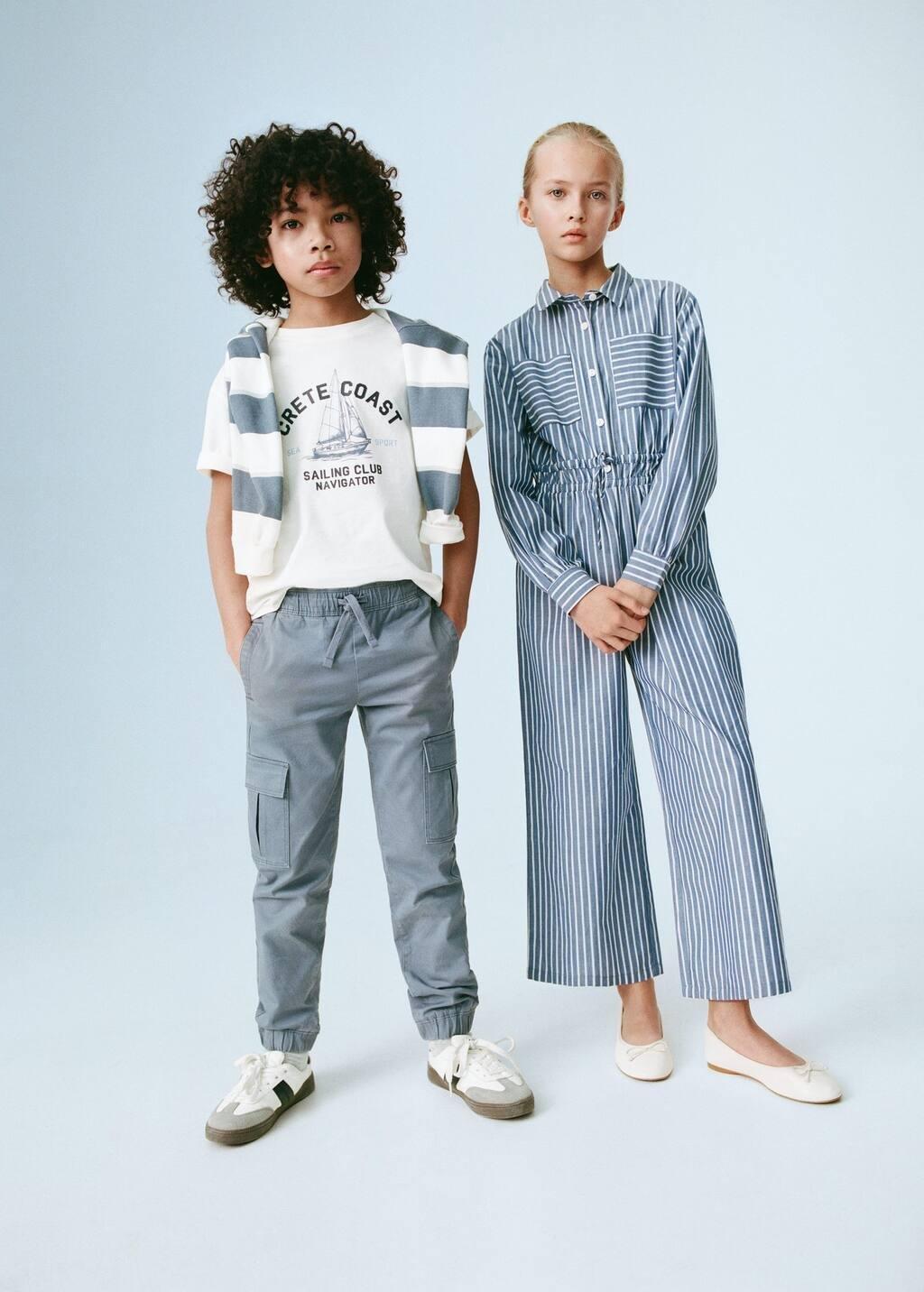 Blue Lt Pastel Cotton Cargo Trousers, Kids Boy, , large image number 3