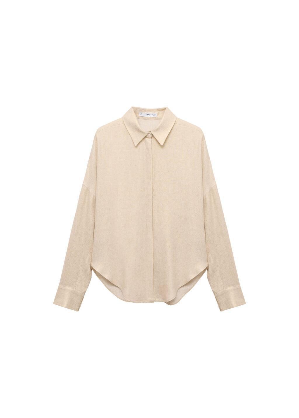 Gold Regular Linen Blend Shirt, , large image number 2